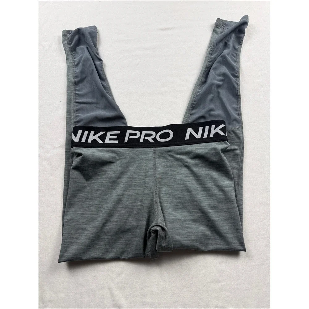 Nike Pro Dri-FIT Kids Grey Heathered Mesh Panel Athletic Leggings Size M